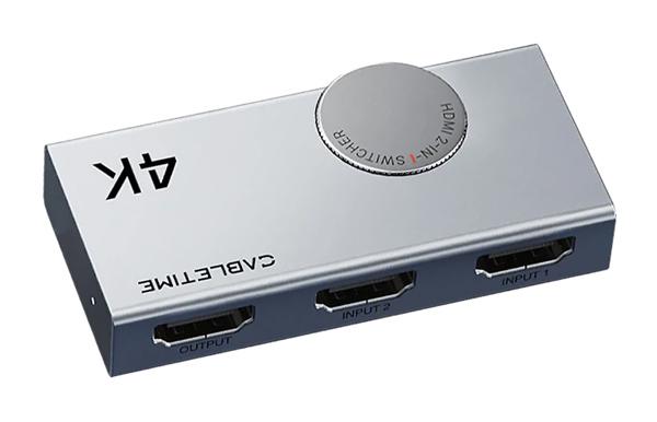 CT-HS4K2-AG CABLETIME HDMI switch CT-HS4K2-AG, 2 σε 1, 4K/60Hz, bi-directional, γκρι - Image 1