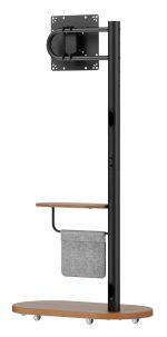 BRATECK βάση τηλεόρασης δαπέδου FS54-22T-02W, 17-43", έως 15kg, με ράφι & ροδάκια, μαύρη - Image 5