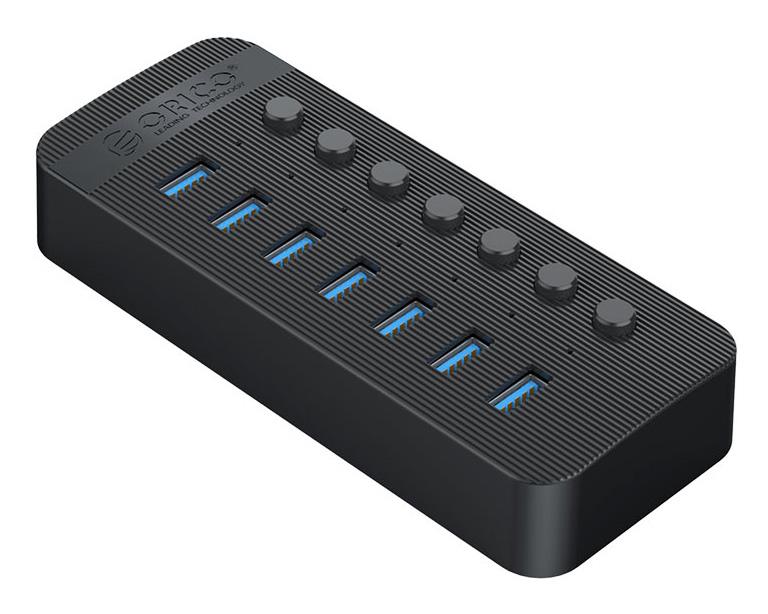 CT2U3-7AB-EU-BK-BP ORICO USB hub CT2U3-7AB με διακόπτες, 7x θυρών, USB 3.0, 5Gbps, USB σύνδεση, μαύρο - Image 1