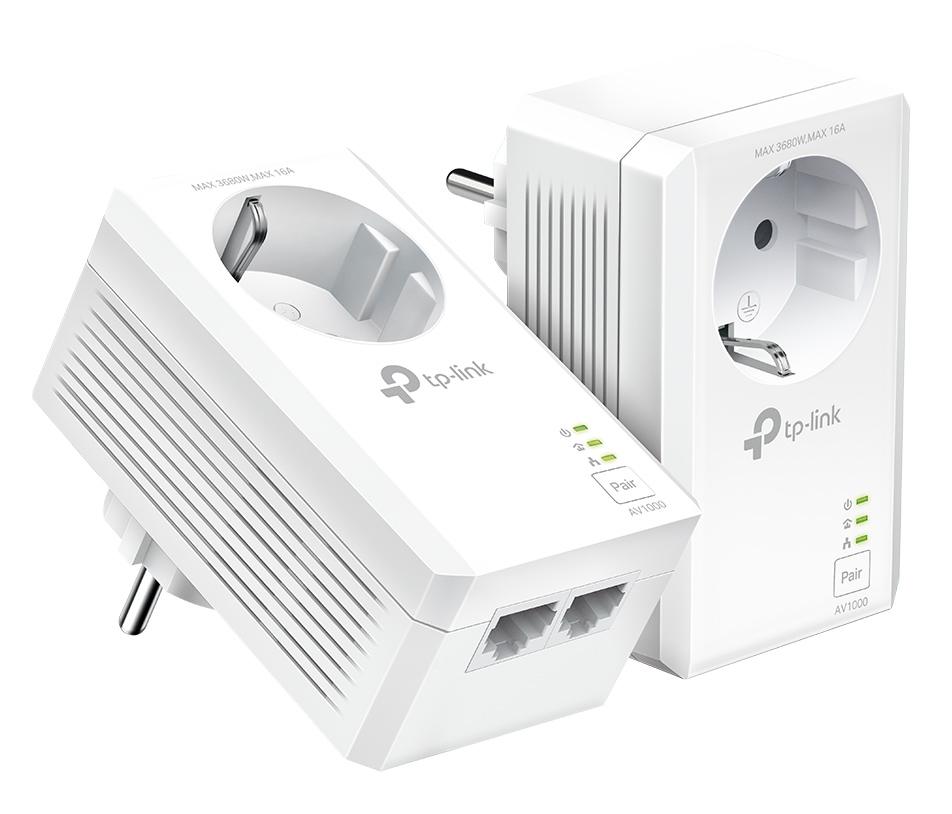 TL-PA7027P-KIT TP-LINK powerline kit TL-PA7027P KIT, passthrough, AV1000 1000Mbps, V1.0 - Image 1