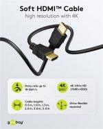 GOOBAY καλώδιο HDMI 80105 με Ethernet, soft, 4K/60Hz, 18 Gbps, 5m, μαύρο - Image 3