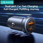USAMS φορτιστής αυτοκινήτου CC322, USB & USB-C, 30W, πορτοκαλί - Image 3