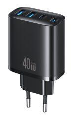 USAMS φορτιστής τοίχου CC330, 2x USB & 2x USB-C, 40W, GaN, μαύρος