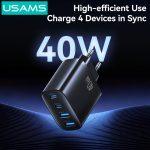 USAMS φορτιστής τοίχου CC330, 2x USB & 2x USB-C, 40W, GaN, μαύρος - Image 3