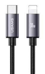 USAMS καλώδιο Lightning σε USB-C SJ770, 30W, 480Mbps, 1m, μαύρο