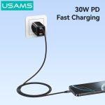 USAMS καλώδιο Lightning σε USB-C SJ770, 30W, 480Mbps, 1m, μαύρο - Image 3