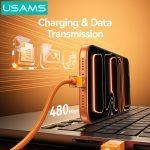 USAMS καλώδιο USB-C SJ775, 240W, 480Mbps, 1.2m, πορτοκαλί - Image 4