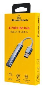 POWERTECH USB hub PTR-0207, 4x θυρών, USB 3.0, 5Gbps, USB σύνδεση, γκρι - Image 2