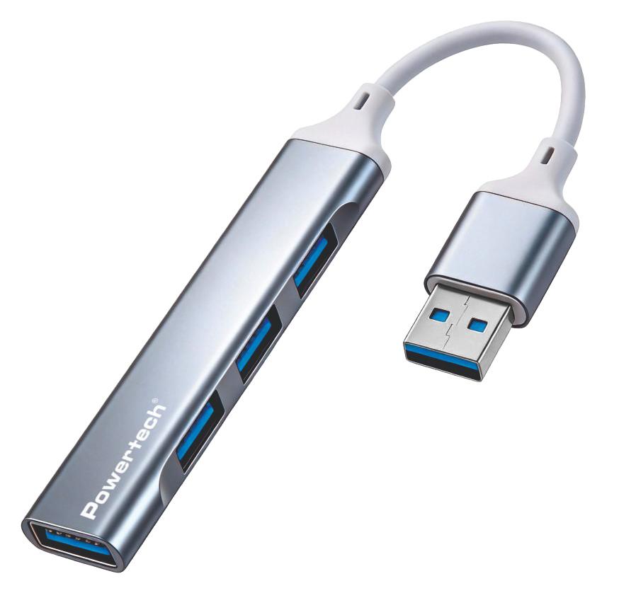PTR-0207 POWERTECH USB hub PTR-0207, 4x θυρών, USB 3.0, 5Gbps, USB σύνδεση, γκρι - Image 1