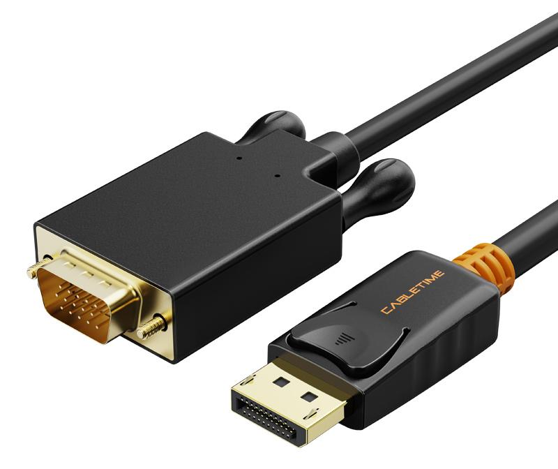 6975285501563 CABLETIME καλώδιο DisplayPort σε VGA CT-AV585-04G, 1080p, 1.8m, μαύρο - Image 1