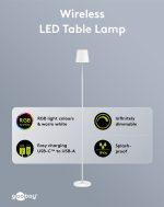 GOOBAY επιτραπέζιο φωτιστικό 76572, RGBW, dimmable, επαναφορτιζόμενο, έως 122.3cm ύψος, λευκό - Image 4