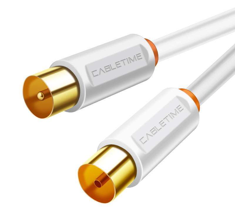 CT-AV101-02-W3 CABLETIME καλώδιο κεραίας CT-AV101-02, 75 Ohm, 3m, λευκό - Image 1