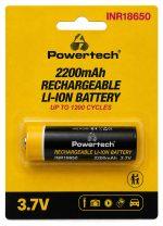 POWERTECH επαναφορτιζόμενη μπαταρία Li-ion INR18650 PT-1614, 2200mAh, 3.7V, button top, 1τμχ