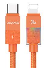 USAMS καλώδιο Lightning σε USB-C SJ776, 30W, 480Mbps, 1.2m, πορτοκαλί