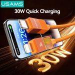 USAMS καλώδιο Lightning σε USB-C SJ776, 30W, 480Mbps, 1.2m, πορτοκαλί - Image 3