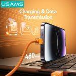 USAMS καλώδιο Lightning σε USB-C SJ776, 30W, 480Mbps, 1.2m, πορτοκαλί - Image 5