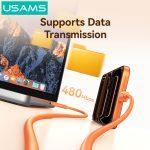 USAMS καλώδιο USB-C SJ787, σιλικόνης, 60W, 480Mbps, 1m, λευκό - Image 5