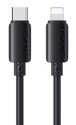 USAMS καλώδιο Lightning σε USB-C SJ788, σιλικόνης, 30W, 480Mbps, 1m, μαύρο