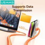 USAMS καλώδιο Lightning σε USB-C SJ788, σιλικόνης, 30W, 480Mbps, 1m, μαύρο - Image 5